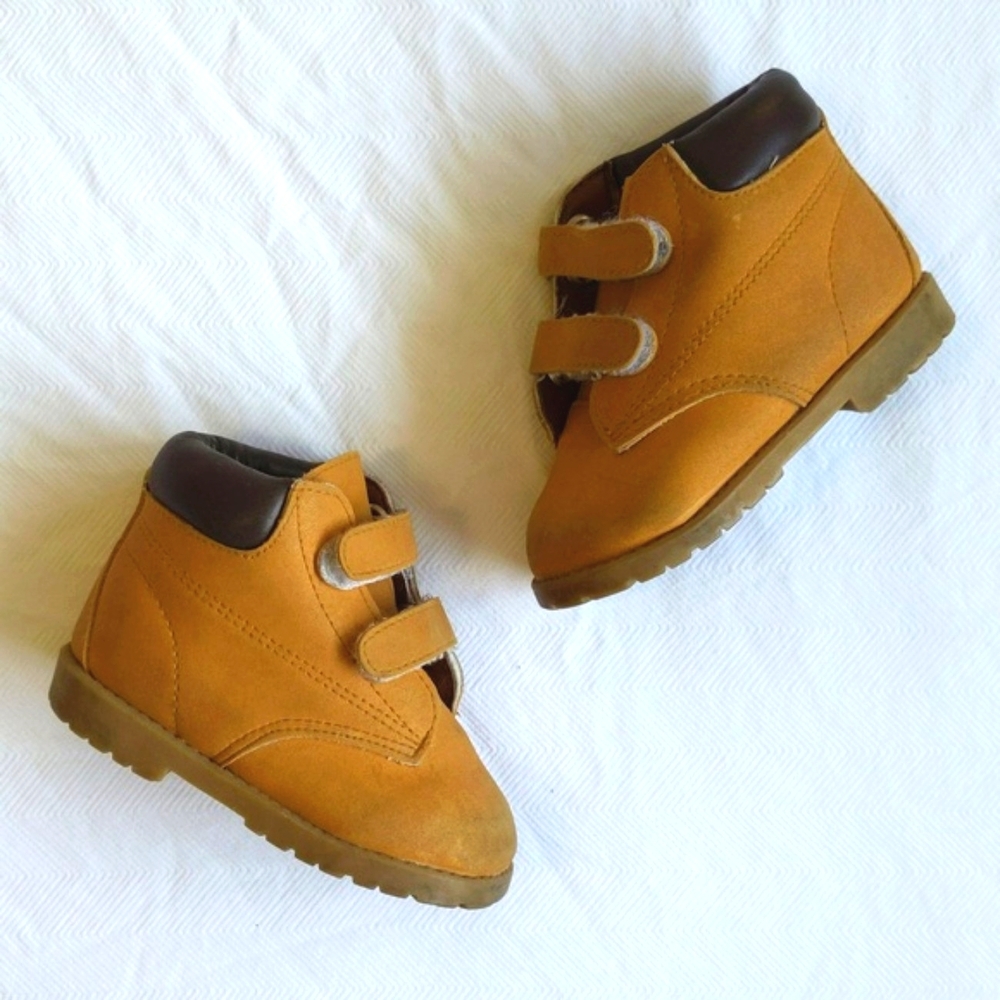 vintage 90s teddy's choice velcro closure "work" boots size 5 toddler boys